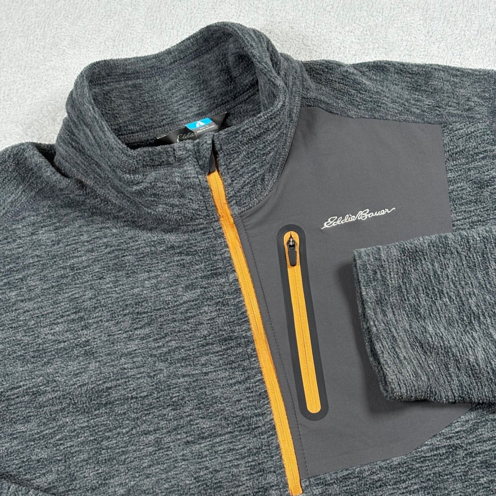 Eddie Bauer First Ascent Mens Large Gray Heather Quarter Zip Fleece Pullover